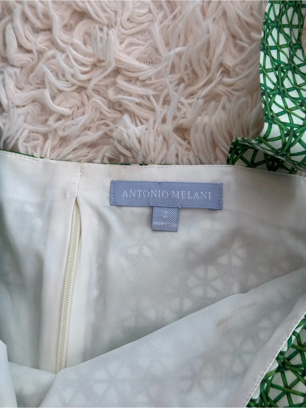 Antonio Melani Size 2 Green White Cotton 2 Piece Crop Top Midi Skirt Set